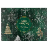 Gouden Pijnbomen Zilveren Sneeuwvlokken Hunter Gro Snijplank (Voorkant)