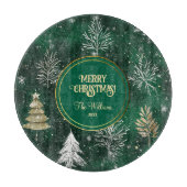 Gouden Pijnbomen Zilveren Sneeuwvlokken Hunter Gro Snijplank (Voorkant)