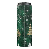 Gouden Pijnbomen Zilveren Sneeuwvlokken Hunter Gro Thermosbeker (Achterkant)