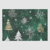 Gouden Pijnbomen Zilveren Sneeuwvlokken Hunter Gro Tissuepapier (Voorkant)