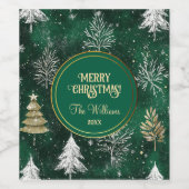 Gouden Pijnbomen Zilveren Sneeuwvlokken Hunter Gro Wijn Etiket (Enkel label)