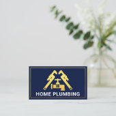 Gouden pijp moersleutel kraan loodgieterij visitekaartje (Staand voorkant)