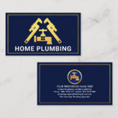 Gouden pijp moersleutel kraan loodgieterij visitekaartje (Voorkant / Achterkant)