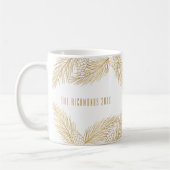 Gouden Pinecones en Pine Naalden Kerstmis Koffiemok (Links)