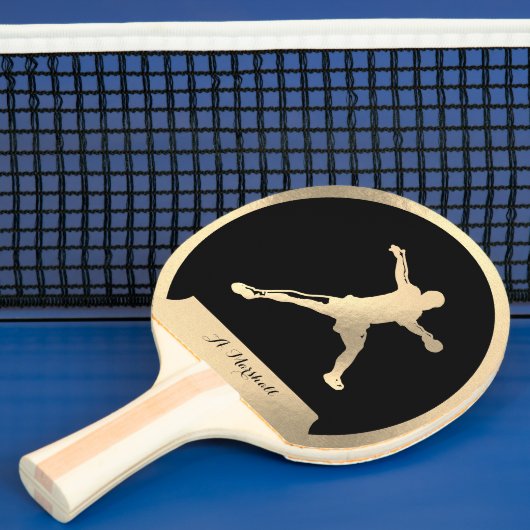 Gouden ping-pong speler tafeltennisbatje (Insitu)