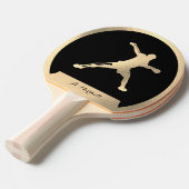 Gouden ping-pong speler tafeltennisbatje (Voorkant Gekanteld)