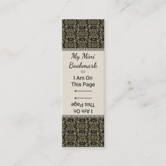 Gouden  Pinwheel Damask Gepersonaliseerd Mini Visitekaartje (Voorkant)