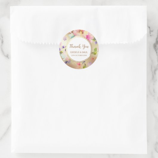 Gouden Pioen Bloem Ronde Sticker (Tas)