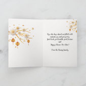 Gouden Pioen Chinees Nieuwjaar Papieren Knip Konij Kaart (Binnen)