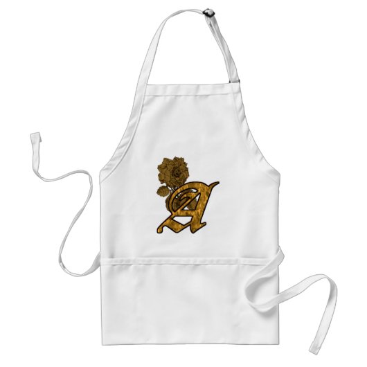Gouden Pioen Elegant Monogram Eerste A Standaard Schort (Voorkant)