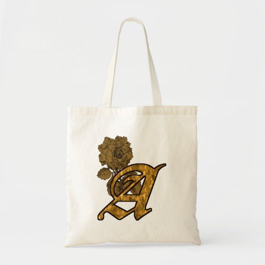 Gouden Pioen Elegant Monogram Eerste A Tote Bag (Voorkant)