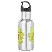 Gouden pioenen op zilveren achtergrond waterfles (Achterkant)