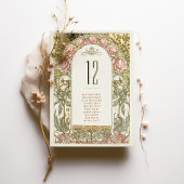 Gouden pioenen Vintage Trouwtafel Nummers Folie Uitnodiging