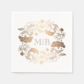 Gouden pioenrozen - Bloemenkrans Tuin bruiloft Servetten (Voorkant)