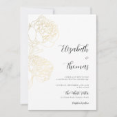 Gouden Pioenrozen Romance Elegant Bloemen Schets B Kaart (Voorkant)