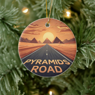 Gouden Piramides Weg Egypte Zonsondergang Kunst Keramisch Ornament