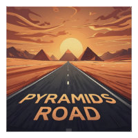 Gouden Piramides Weg Egypte Zonsondergang Kunst