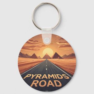 Gouden Piramides Weg Egypte Zonsondergang Kunst Sleutelhanger