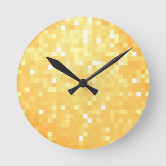 Gouden Pixel Sparkle Ronde Klok (Voorkant)