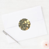Gouden plant en bloemetjes Ronde Stickers (Envelop)