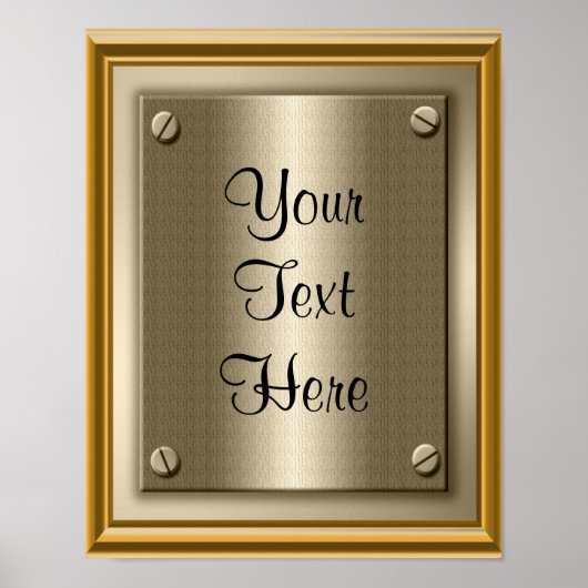 Gouden Plaquette Poster Print Bord (Voorkant)