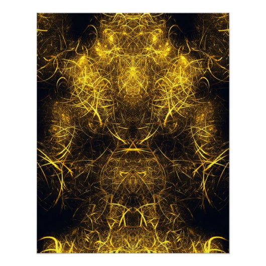Gouden Plasma Energie Fractale Kunst Perfect Poster (Voorkant)