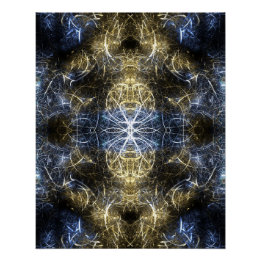 Gouden Plasma Heilige Geometrie Fractale Kunst Perfect Poster