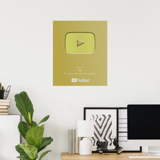 Gouden play button yougood youtube poster (Thuiskantoor)
