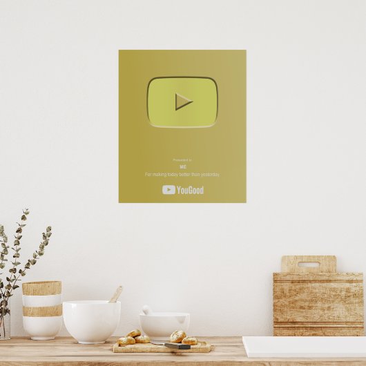 Gouden play button yougood youtube poster (Keuken)