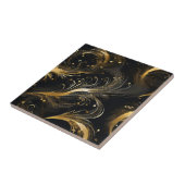 Gouden pluimen op zwart tegeltje (Zijkant)