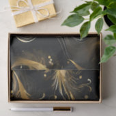 Gouden pluimen op zwart tissuepapier (Geschenk)