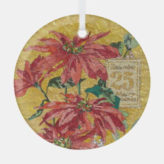 Gouden Poinsettia | Fijne Kerstkunst Glas Ornament