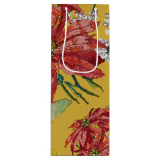 Gouden Poinsettia | Fijne Kunst Kerstmis Wijn Cadeautas