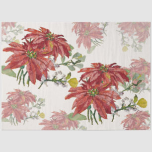 Gouden Poinsettia Fijne Kunst Verspreide Kerst Tissuepapier
