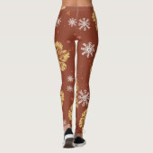 Gouden Poinsettia & Sneeuwvlok Leggings (Achterkant)