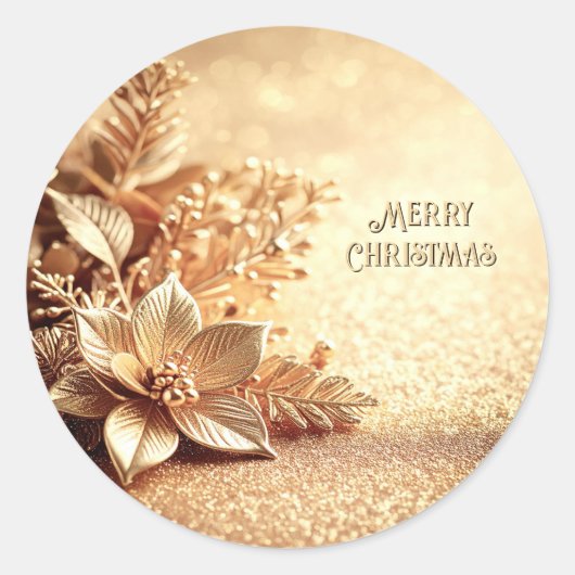 Gouden Poinsettia Sticker (Voorkant)