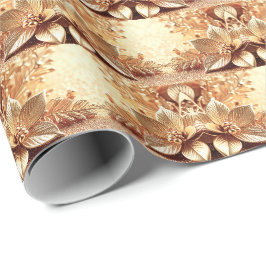 Gouden Poinsettia Vakantie Cadeaupapier