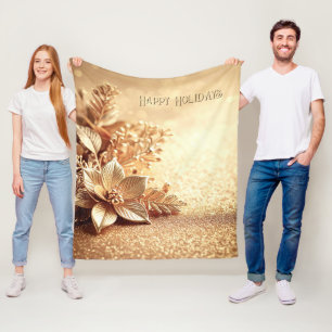 Gouden Poinsettia Vliesdeken Fleece Deken