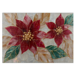 Gouden Poinsettia's – Elegante Kerst Snijplank