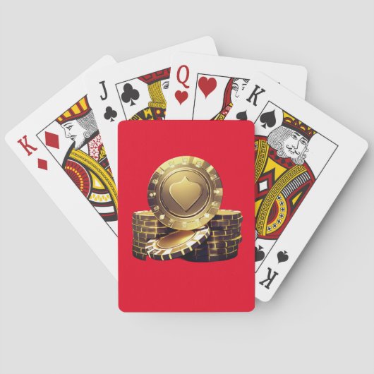 Gouden Pokerfiches Speelkaarten (Achterkant)