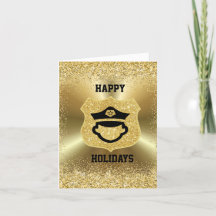 Gouden politie-icoon kerstkaart