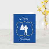 Gouden politiebadge-omlijsting kerstkaart kaart (Gele Bloem)