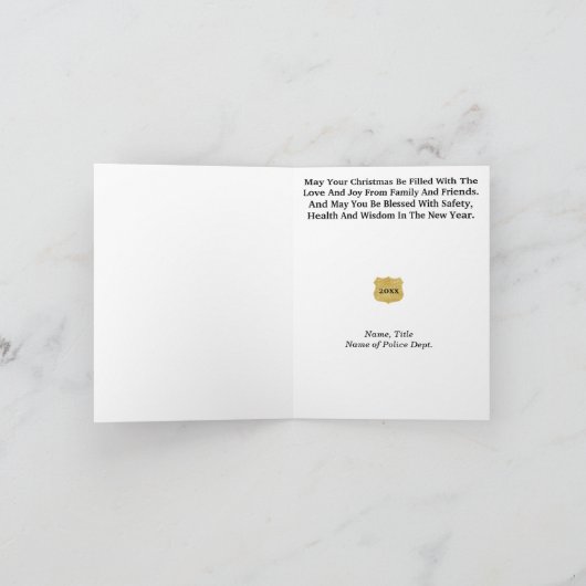 Gouden politiewapen kerstkaart kaart (Binnen)
