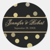 Gouden Polka Dot Bruiloft Sticker (Voorkant)