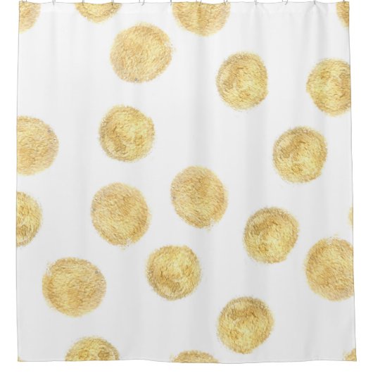 Gouden Polka Dot Hand getrokken Douchegordijn (Voorkant)