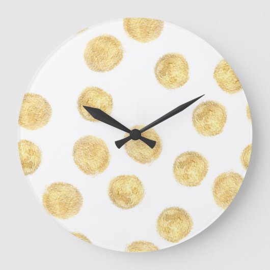 Gouden Polka Dot Hand getrokken Grote Klok (Voorkant)