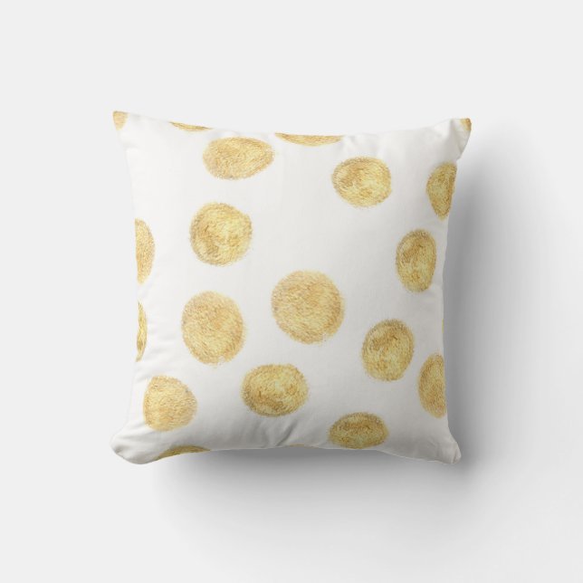 Gouden Polka Dot Hand getrokken Kussen (Voorkant)