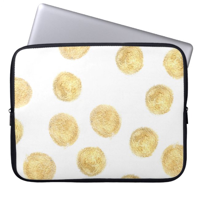 Gouden Polka Dot Hand getrokken Laptop Sleeve (Voorkant)