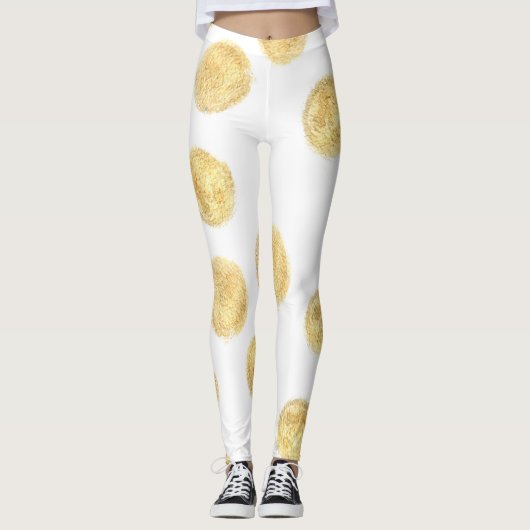 Gouden Polka Dot Hand getrokken Leggings (Voorkant)