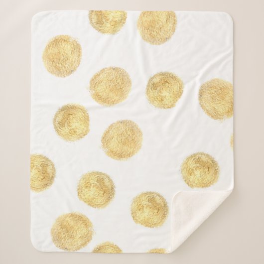 Gouden Polka Dot Hand getrokken Sherpa Deken (Voorkant)